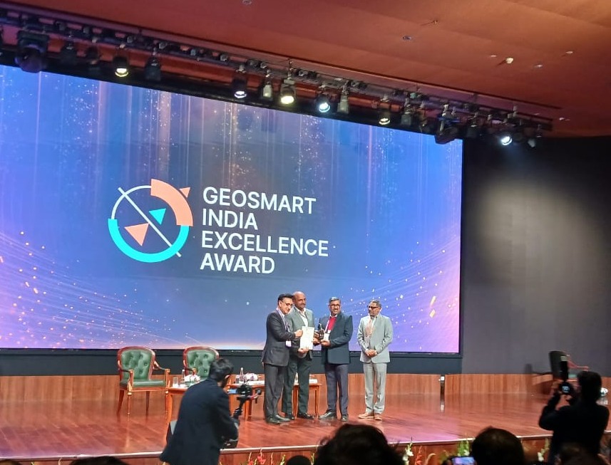 BMSK team at Geosmart India Excellence Award 2025 ceremony at Bharat Mandapam, New Delhi